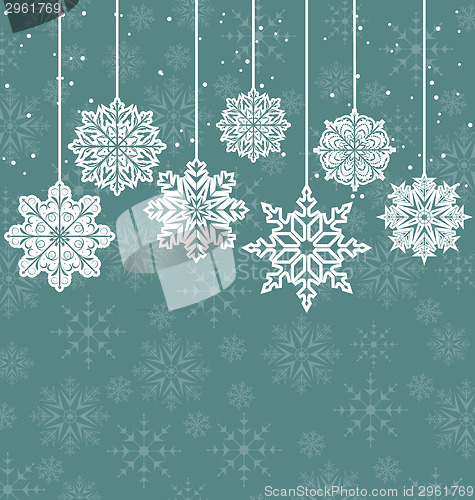 Image of Christmas background with variation snowflakes
