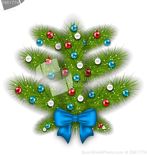 Image of Decorated abstract Christmas tree with glass balls