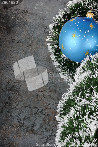 Image of Christmas decorations - ball and spruce tinsel