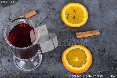 Image of Red mulled wine and spices