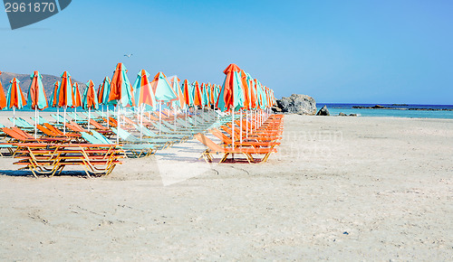 Image of Sunloungers on a beach