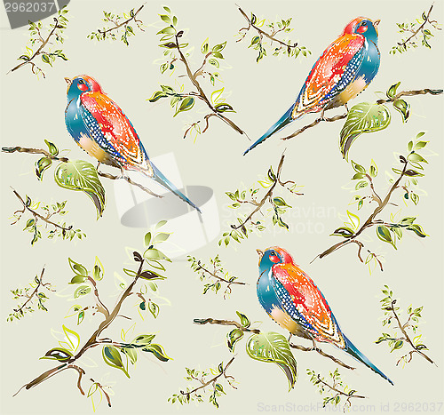 Image of Seamless background. Illustration of birds.