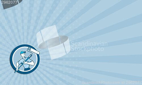 Image of Business card House Painter Paint Roller Circle Cartoon