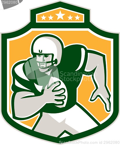 Image of American Football QB Player Running Shield Retro