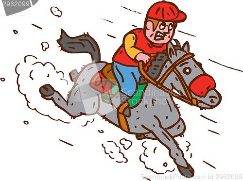 Image of Jockey Horse Racing Cartoon