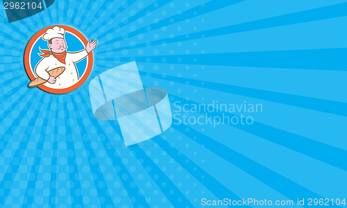 Image of Business card Chef Cook Holding Baguette Circle Cartoon