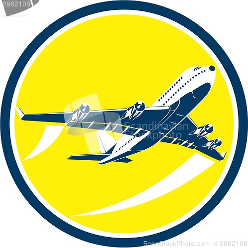 Image of Commercial Jet Plane Airline Circle Retro