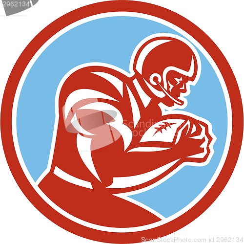 Image of American Football Player Running Circle Retro