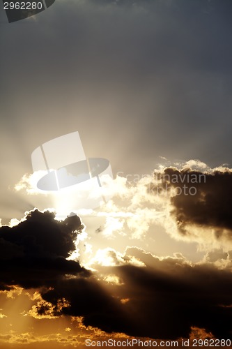 Image of Sunset sky with sunrays