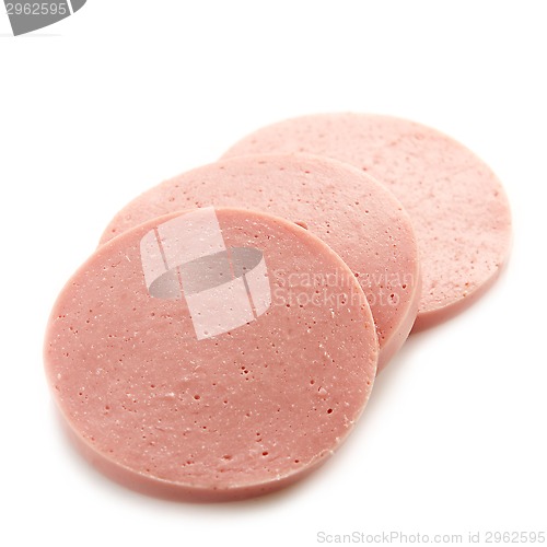 Image of slices of boiled meat sausage