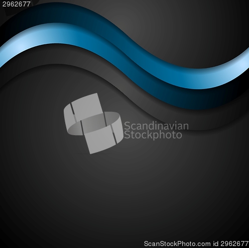 Image of Abstract black and blue wavy design