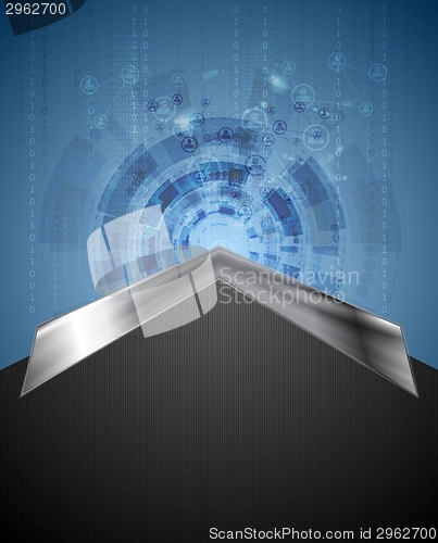 Image of Concept tech background with metal arrow
