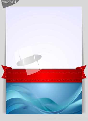 Image of Wavy background flyer with red ribbon