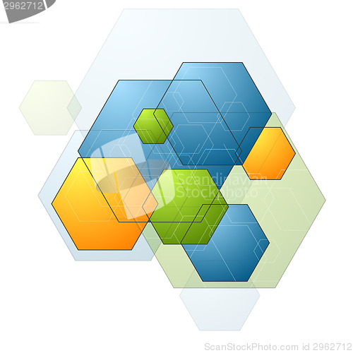 Image of Colorful bright geometry hexagons background