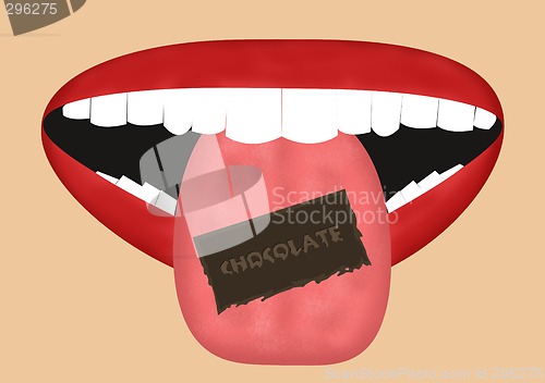 Image of Mouth Eating Piece of Chocolate