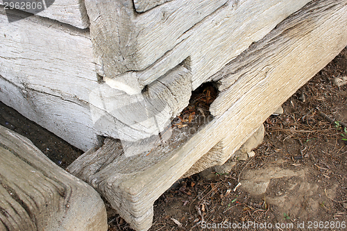 Image of wooden ground sill showing old fungus attack