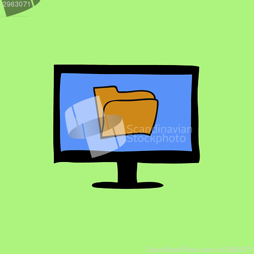 Image of Doodle style computer with folder