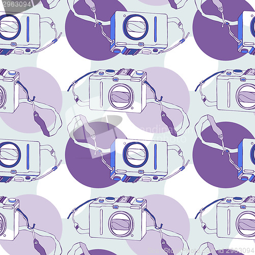 Image of Photo camera. Seamless pattern.