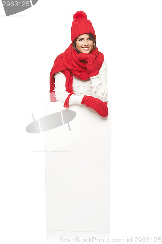 Image of winter woman with banner