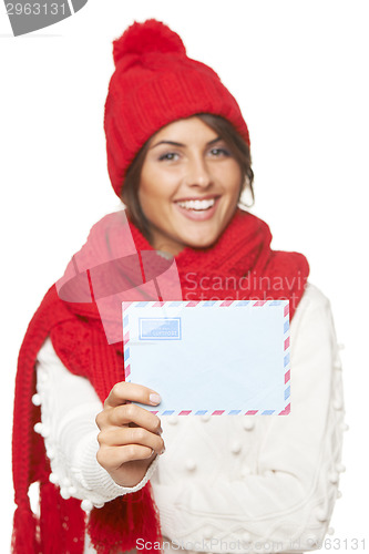 Image of Christmas, winter mail concept.