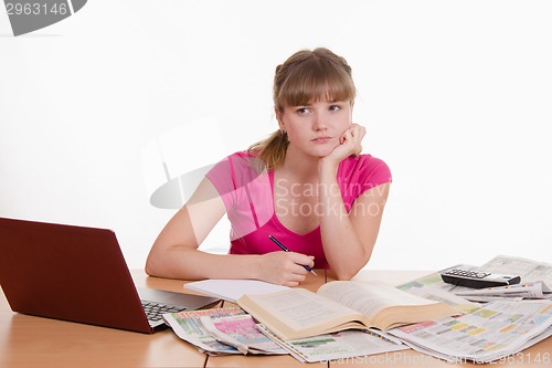 Image of The girl thought about looking for a job