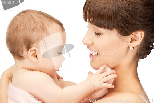 Image of happy mother with baby