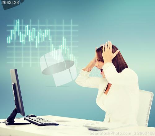 Image of stressed woman with computer