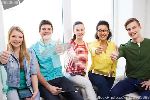 Image of students with tablet pc computers at school