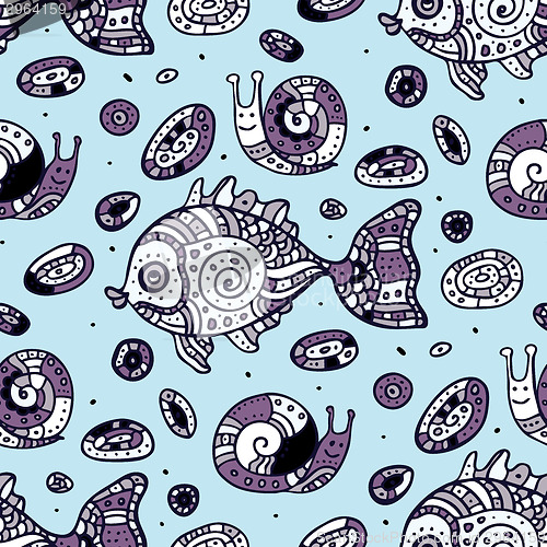 Image of Fishes. Seamless pattern.