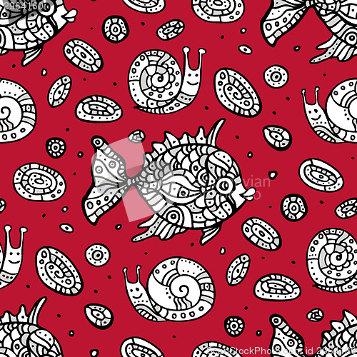 Image of Fishes. Seamless pattern.