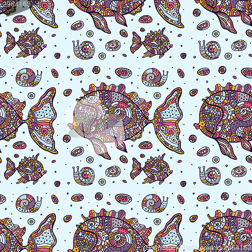 Image of Fishes. Seamless pattern.