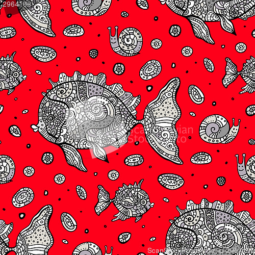 Image of Fishes. Seamless pattern.