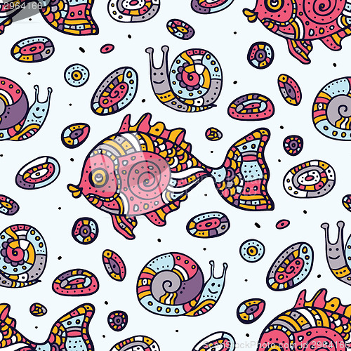 Image of Fishes. Seamless pattern.