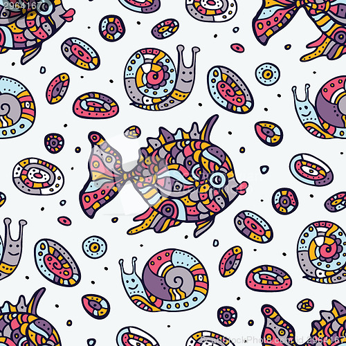 Image of Fishes. Seamless pattern.