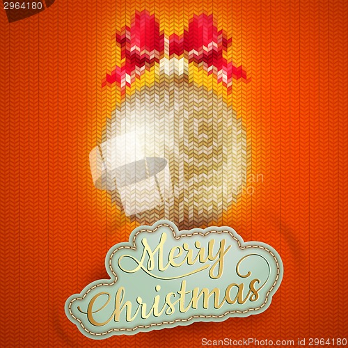 Image of Christmas label on a knitted background. EPS 10