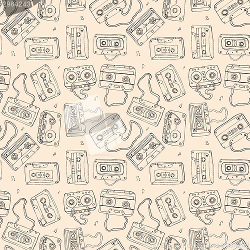 Image of  Audio cassette. Seamless pattern.