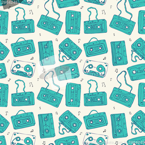 Image of  Audio cassette. Seamless pattern.