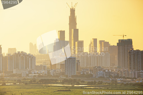 Image of sunset in hong kong countryside
