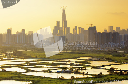 Image of sunset in hong kong countryside