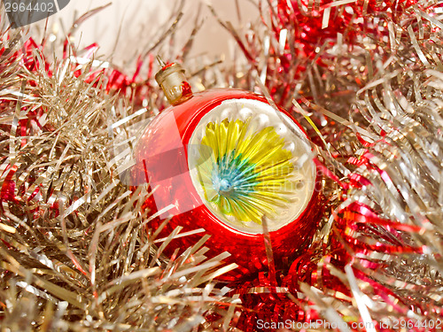 Image of Retro look Christmas bauble and tinsel