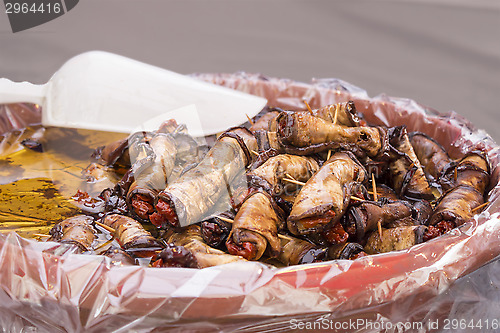 Image of Marinated aubergine stuffed with red pepper