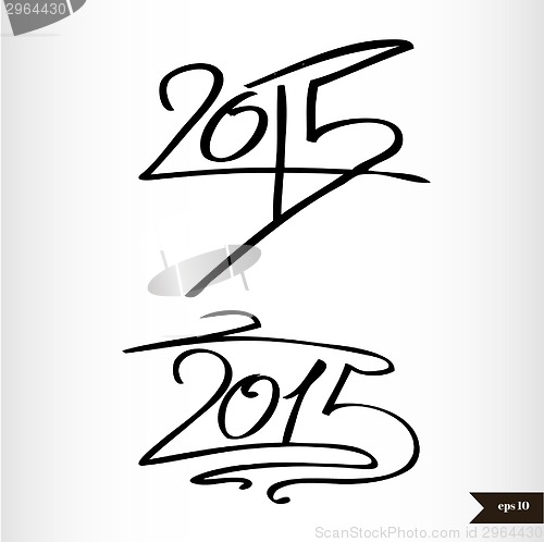 Image of Happy New Year Handwritten calligraphic watercolor 2015