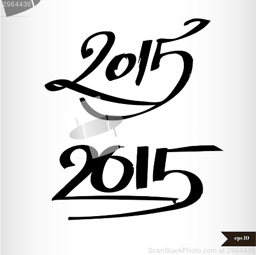 Image of Happy New Year Handwritten calligraphic watercolor 2015