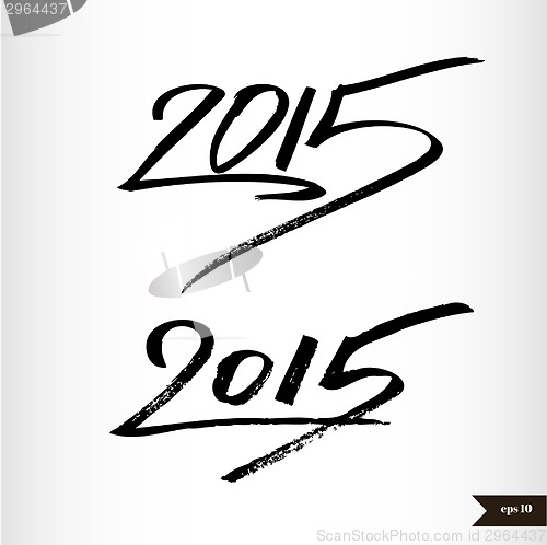 Image of Happy New Year Handwritten calligraphic watercolor 2015
