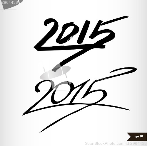 Image of Happy New Year Handwritten calligraphic watercolor 2015