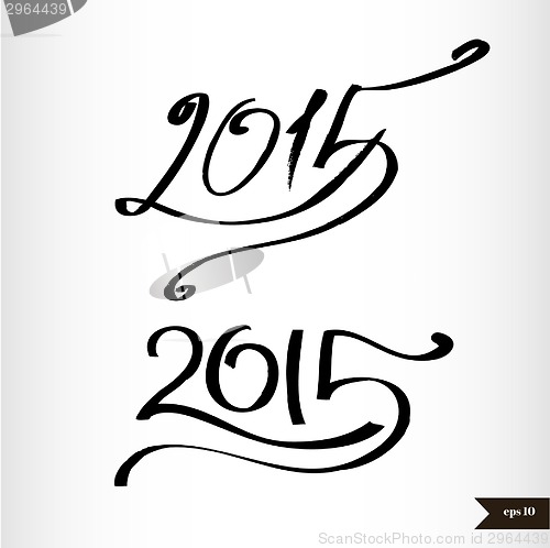 Image of Happy New Year Handwritten calligraphic watercolor 2015
