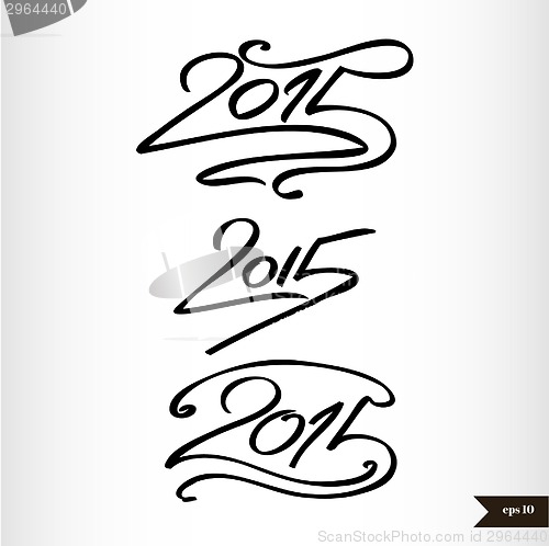 Image of Happy New Year Handwritten calligraphic watercolor 2015