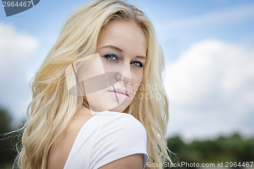 Image of Blond girl outdoor portrait