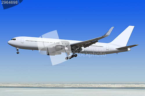 Image of passenger airplane is landing