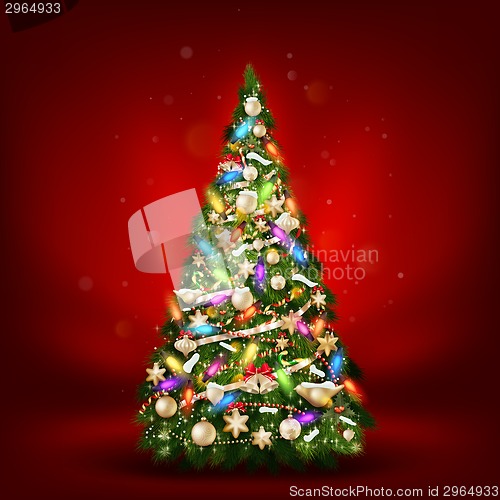 Image of Christmas fir tree on red. EPS 10